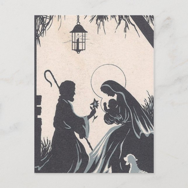 Vintage Baby Jesus Born Holiday Postcard (Front)