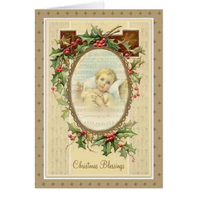 Vintage Baby Jesus Christmas Holly Berries & Ivy (Front)