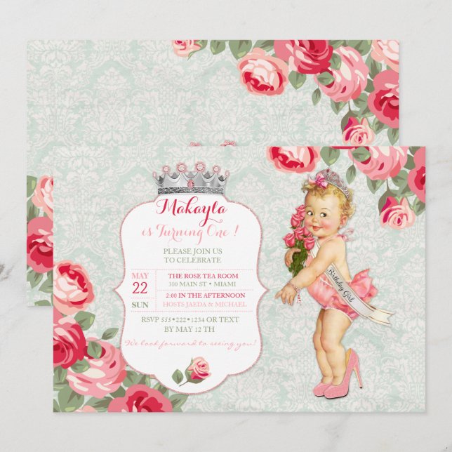 Vintage Baby Little Miss American Pageant Princess Invitation (Front/Back)
