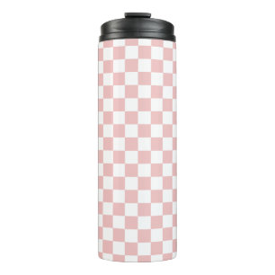 Vintage Baby Pink Chequerboard Thermal Tumbler