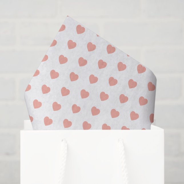 Vintage Baby Pink Hearts on White Tissue Paper (Gift Bag)