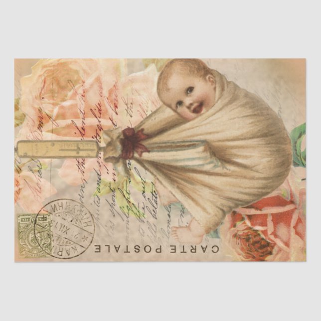 Vintage Baby Postcard Decoupage Tissue Paper (Front)