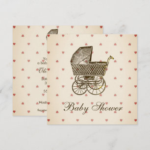 VINTAGE BABY PRAM   BABY SHOWER INVITATION