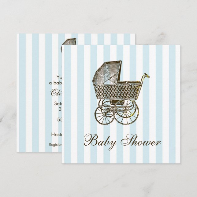VINTAGE BABY PRAM | BABY SHOWER INVITATION (Front/Back)