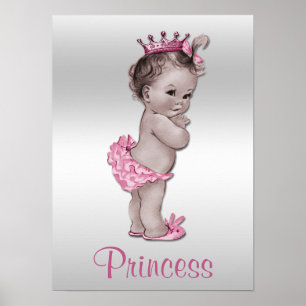 Vintage Baby Princess Pink and Silver Poster