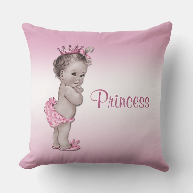 Vintage Baby Princess Pink Cushion (Front)