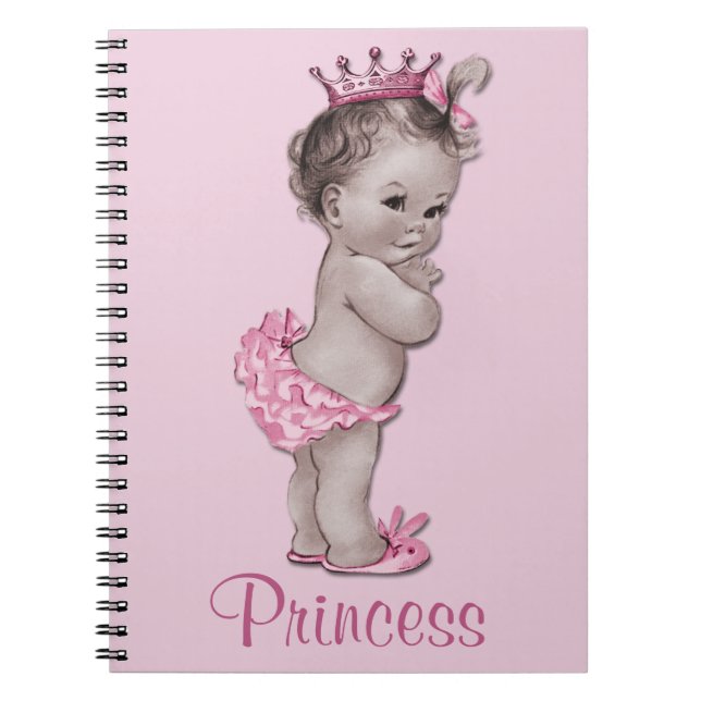 Vintage Baby Princess Pink Personalised Notebook (Front)