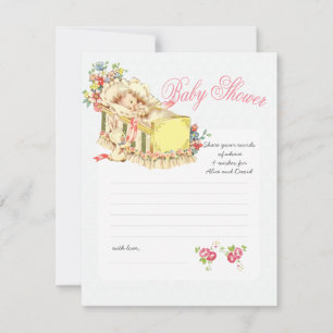 Vintage Baby Shower Baby inside Crib Advice Card