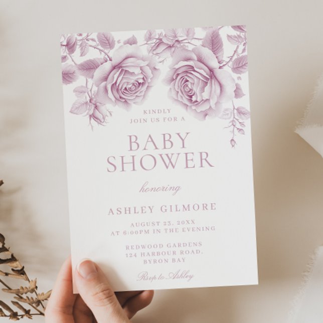 Vintage Baby Shower Blush Pink Flowers  Invitation (Creator Uploaded)