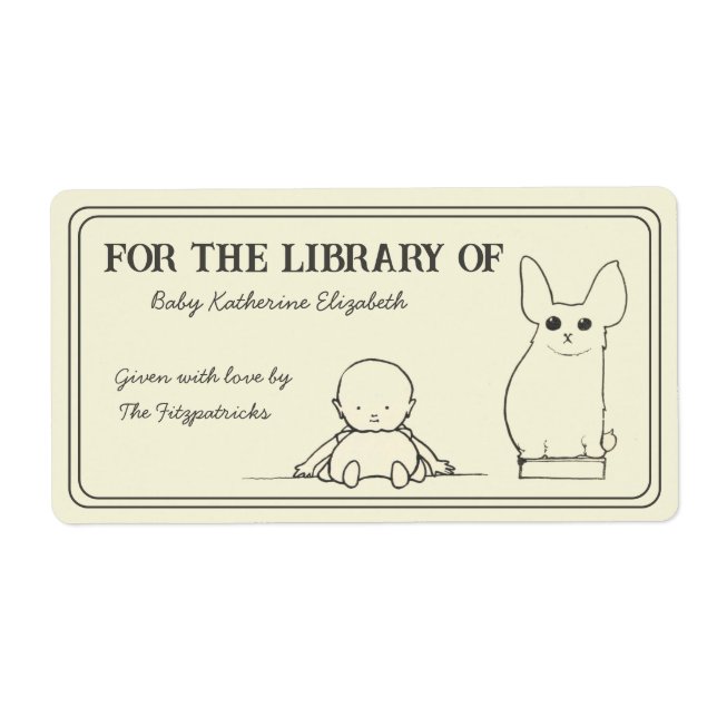 Vintage Baby Shower Books for Baby Bookplate (Front)