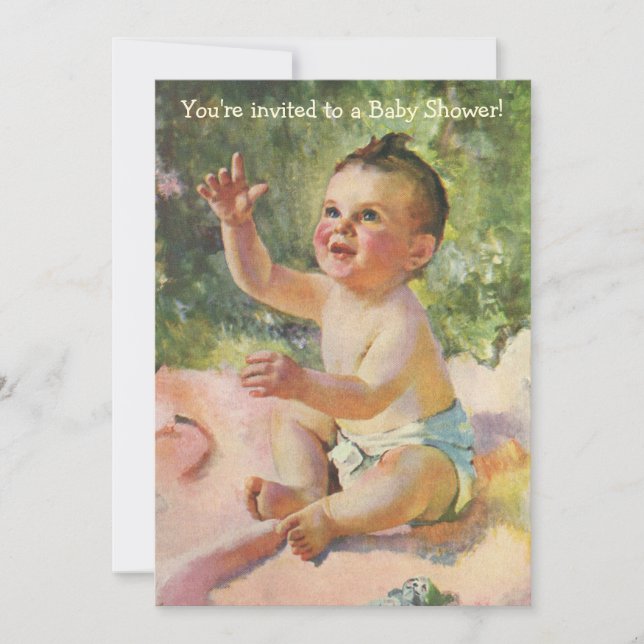 Vintage Baby Shower, Child Children Girl Girly Invitation (Front)