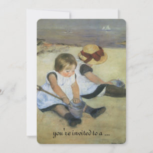 Vintage Baby Shower, Children on Beach by Cassatt Invitation