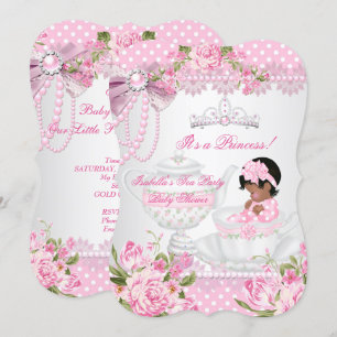 Vintage Baby Shower Cute Girl Pink Rose Tea Party Invitation