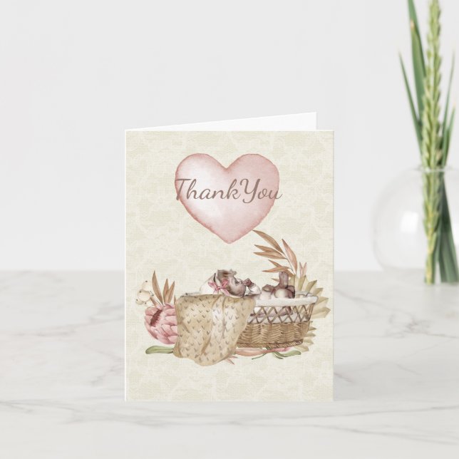 Vintage Baby Shower Folded Thank You Card (Front)