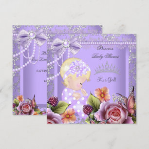 Vintage Baby Shower Girl Lavender Rose Blonde Invitation