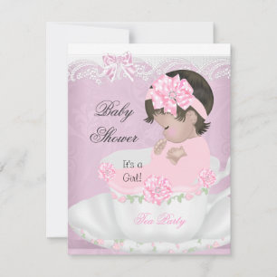 Vintage Baby Shower Girl Pink Baby in Teacup Invitation