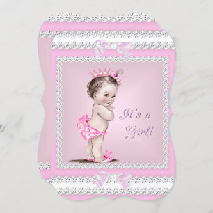 Vintage Baby Shower Girl Pretty Pink Invitation