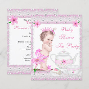 Vintage Baby Shower Girl Princess Pink Tea Party Invitation