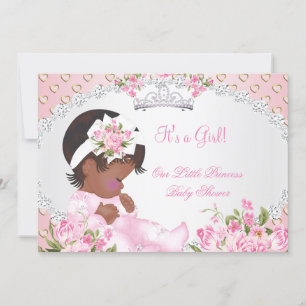 Vintage Baby Shower Girl Rose Floral Pink Hearts A Invitation