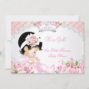 Vintage Baby Shower Girl Rose Floral Pink Hearts B Invitation
