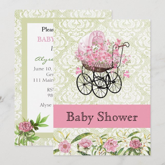 Vintage Baby Shower Invitation (Front/Back)