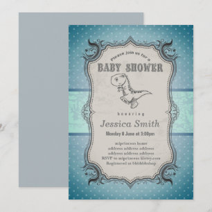 Vintage BABY SHOWER invitation - dinosaur