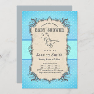 Vintage BABY SHOWER invitation - dinosaur