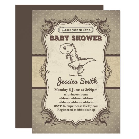 Vintage BABY SHOWER invitation - dinosaur