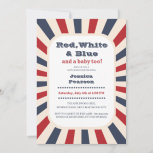 Vintage Baby Shower Red White and Blue Invitation