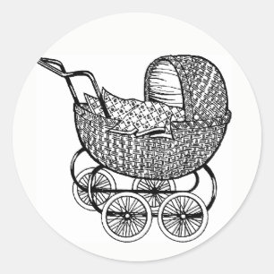 Vintage Baby Shower Stroller Sticker