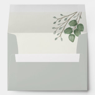 Vintage Baby Shower Watercolor Eucalyptus 5x7 Envelope