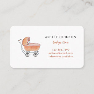 Vintage baby stroller Babysitter Business Card