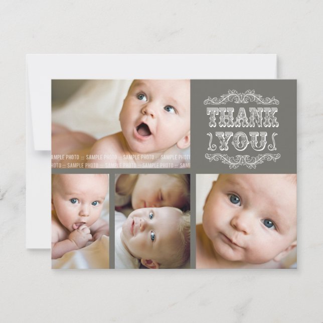 VINTAGE Baby Thank You Photo Cards + Envelopes (Front)