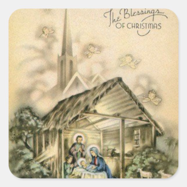 Vintage Baby The Blessings Of Christmas Square Sticker (Front)