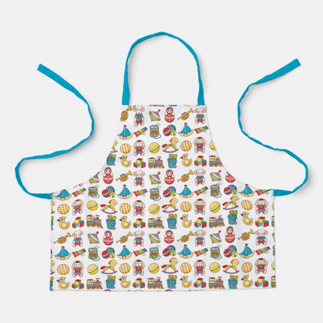 Vintage baby toys pattern apron (Front)