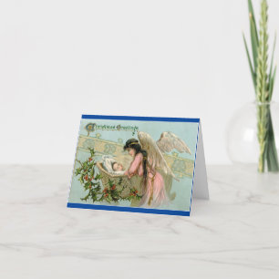 Vintage Baby With Angel Christmas Card