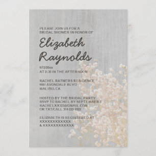 Vintage Baby's Breath Bridal Shower Invitations