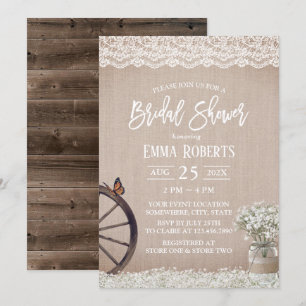 Vintage Baby's Breath Flower Jar Bridal Shower Invitation