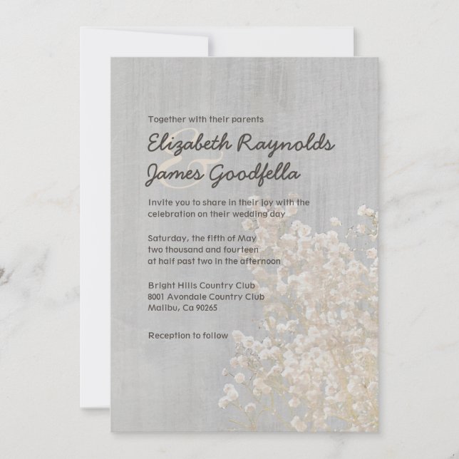 Vintage Baby's Breath Wedding Invitations (Front)