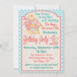 VIntage Baby's First Birthday Party Invitation