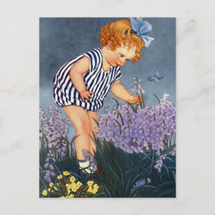 VINTAGE "BABY'S SUMMER GARDEN" POSTCARD