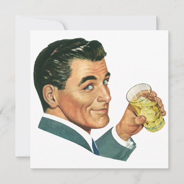 Vintage Bachelor at a Cocktail Party Invitation (Front)