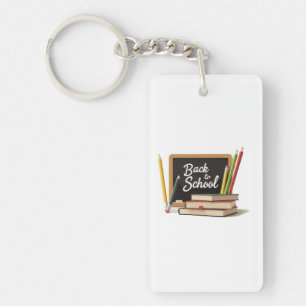 Vintage "Back to School" Chalkboard & Books Key Ring