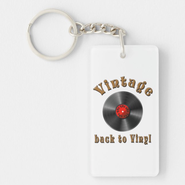 Vintage Back to Vinyl Record Art Key Ring (Front)