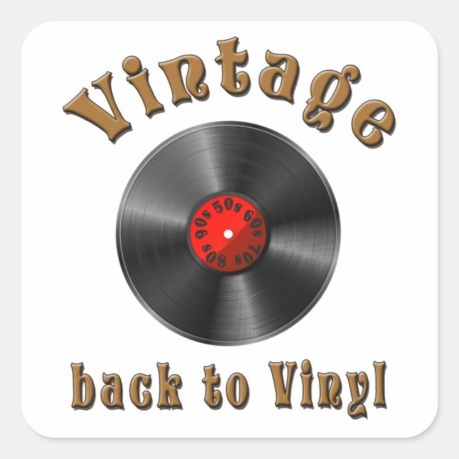 Vintage Back to Vinyl Record Art Square Sticker (Front)