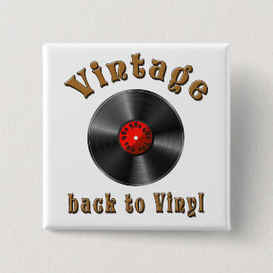 Vintage - Back to Vinyl, the record is back 15 Cm Square Badge