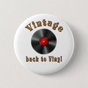 Vintage - Back to Vinyl, the record is back 6 Cm Round Badge