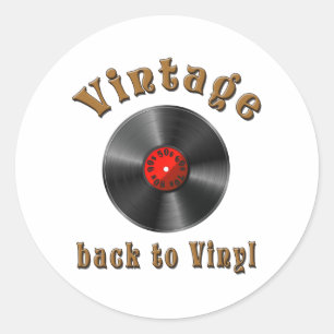 Vintage - Back to Vinyl, the record is back Classic Round Sticker