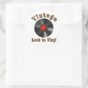 Vintage - Back to Vinyl, the record is back Classic Round Sticker