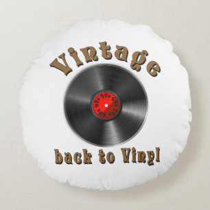 Vintage - Back to Vinyl, the record is back Round Cushion